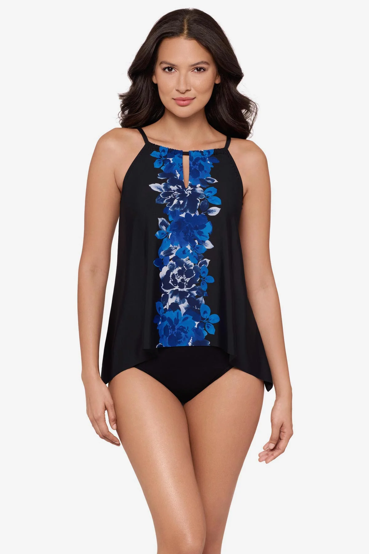Plus Size Peephole Tankini Top in Ombra Fiore